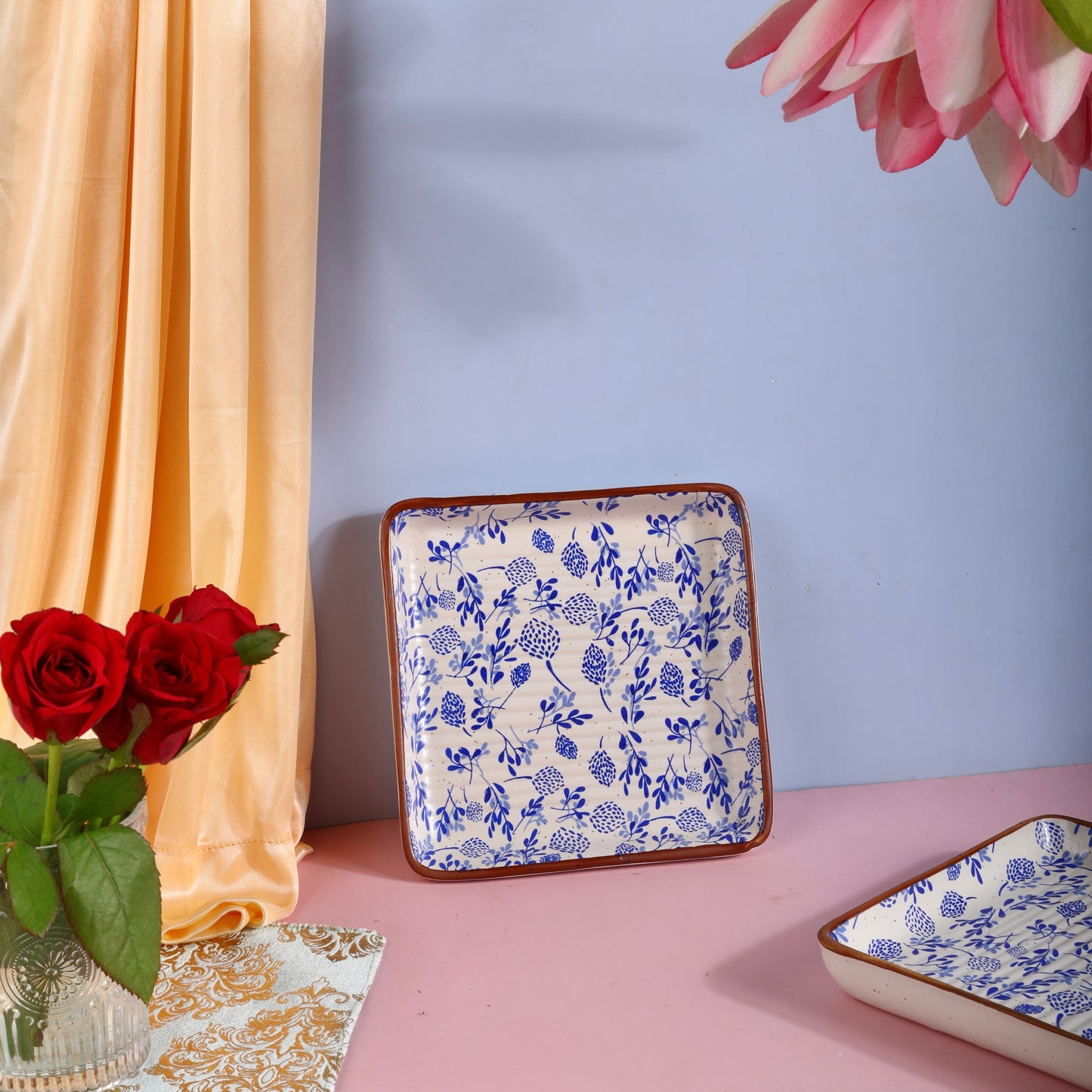 Indigo Phool Bagh Square Plates