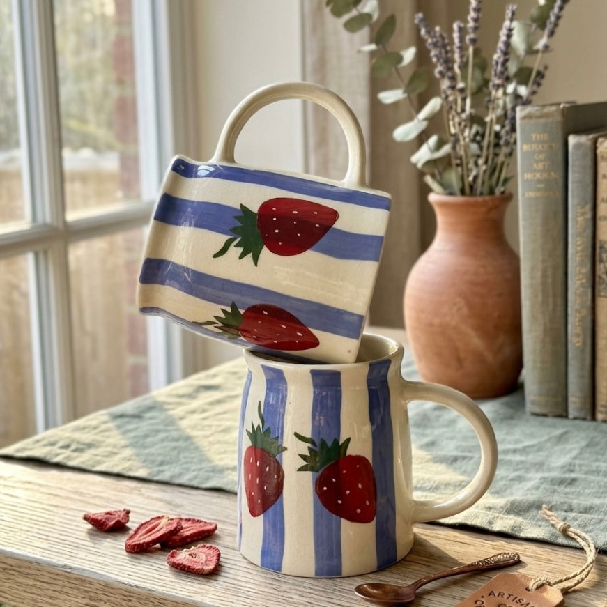 Strawberry Stripes Cold Coffee Mug - Pack of two