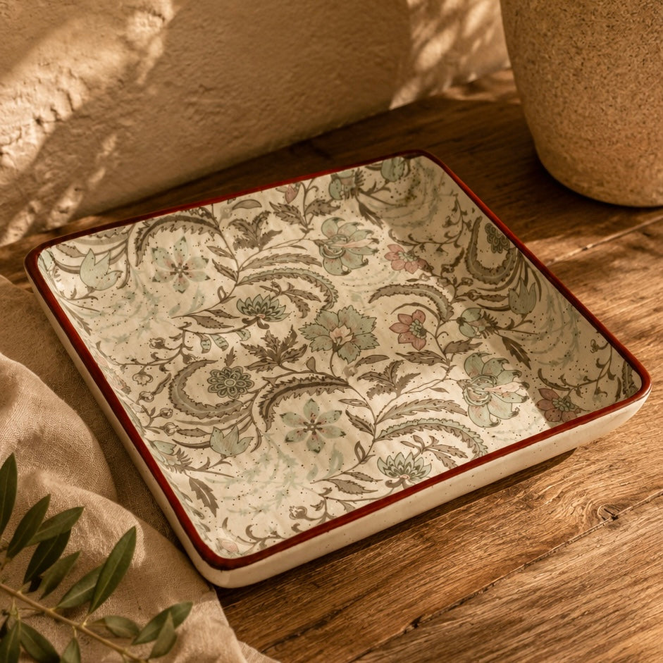Muted Pastel Phool Bagh Square Platter