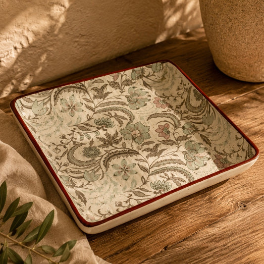 Muted Pastel Phool Bagh Square Platter