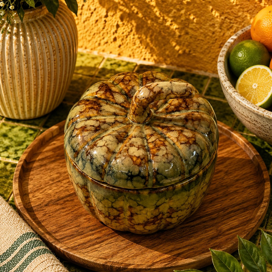 Hazel Harvest Glow Decorative Pumpkin Jar