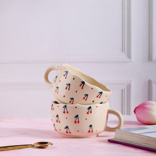 Cheeky Cherry Handmade Wide Mug - Pack of one