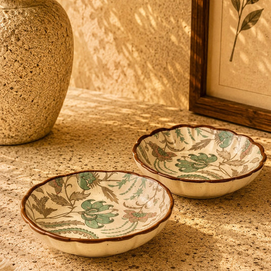 Phool Bagh Scalloped Mini Tapas Bowls - Set of 2