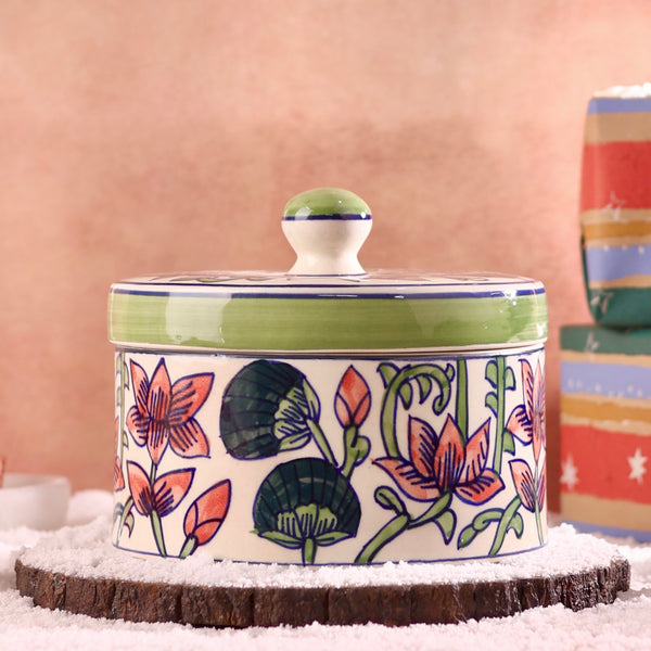 Large Ceramic Handpainted Storage Box