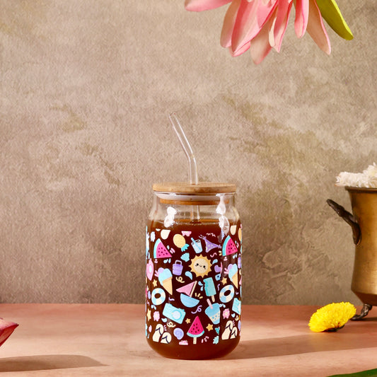 Beach Bum Ophelia Glass Sipper - with UV DTF sticker