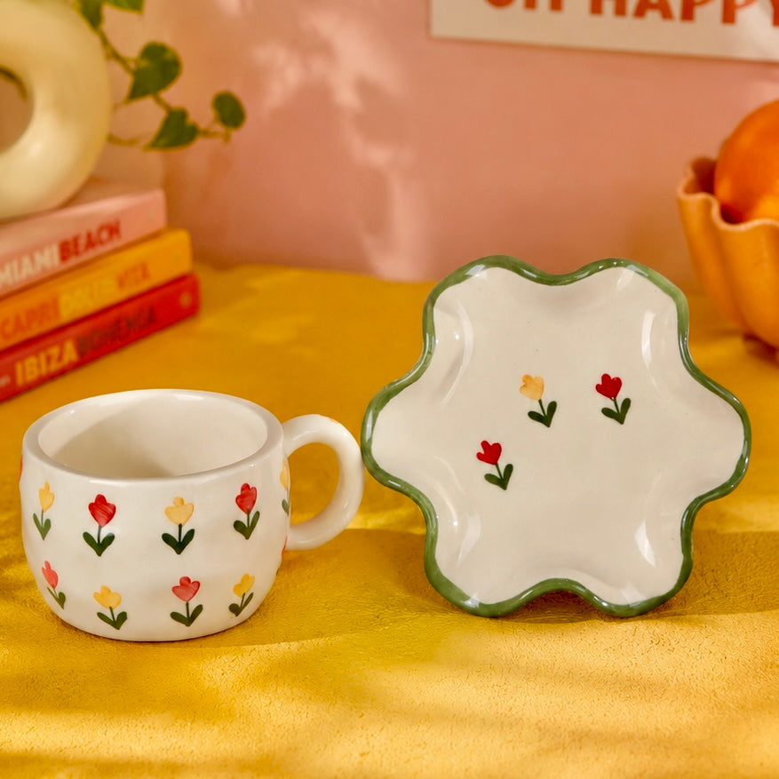 Tulip Blooming Garden Cup and Saucer