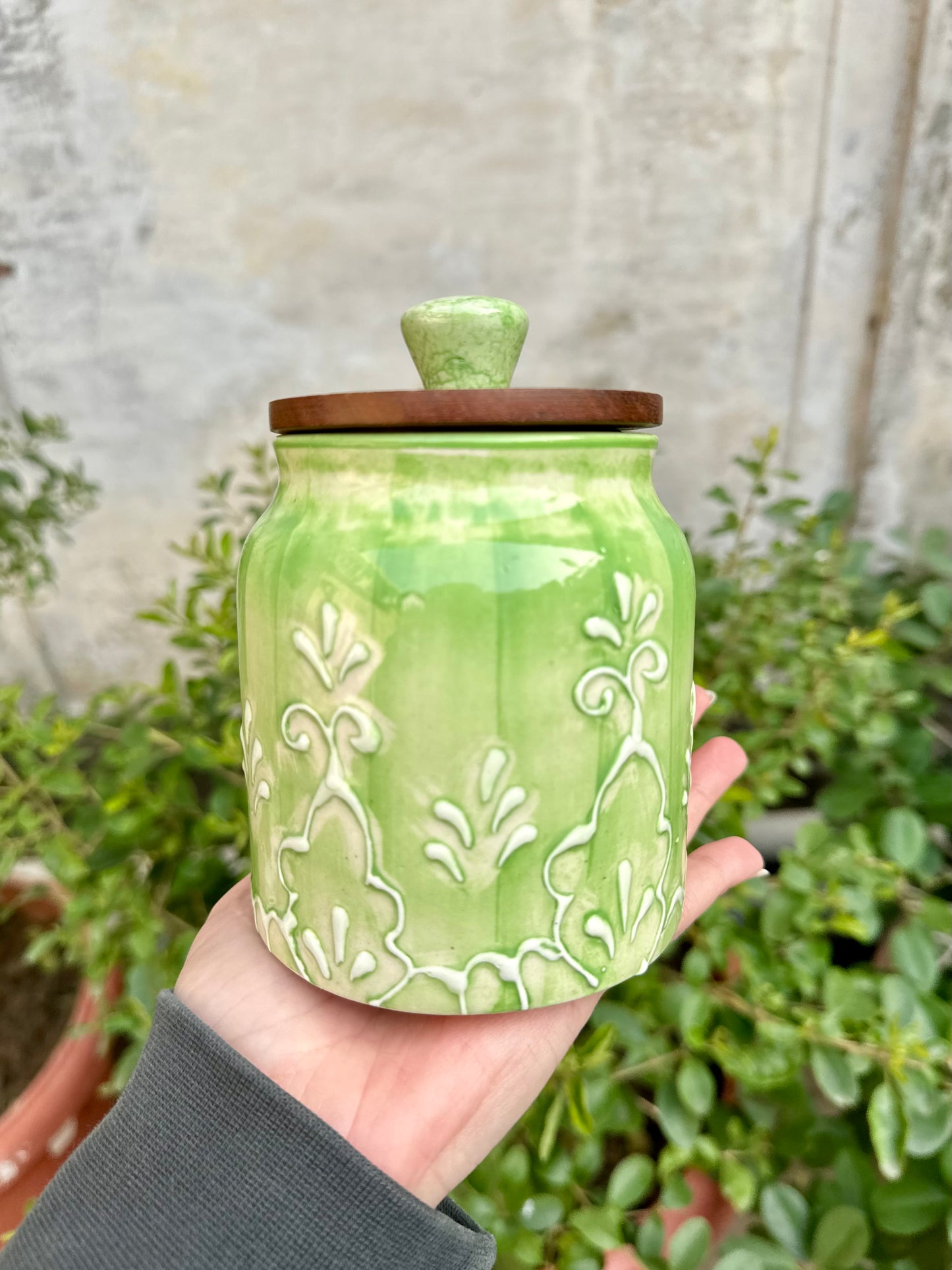 Embossed Grapevine Airtight Ceramic Jars