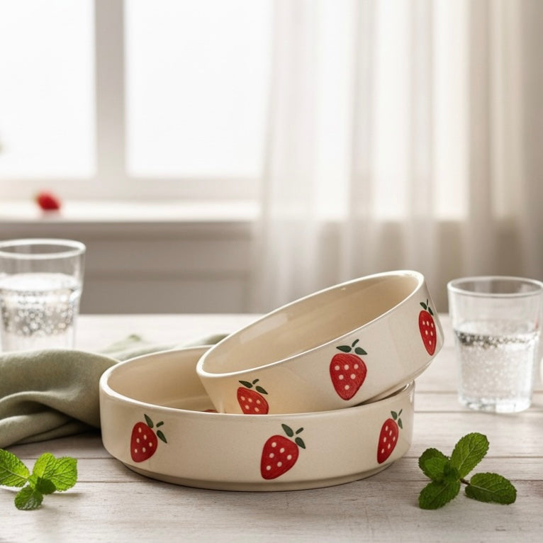 Strawberry Fields 3 Piece Nesting Flat Bowl Set