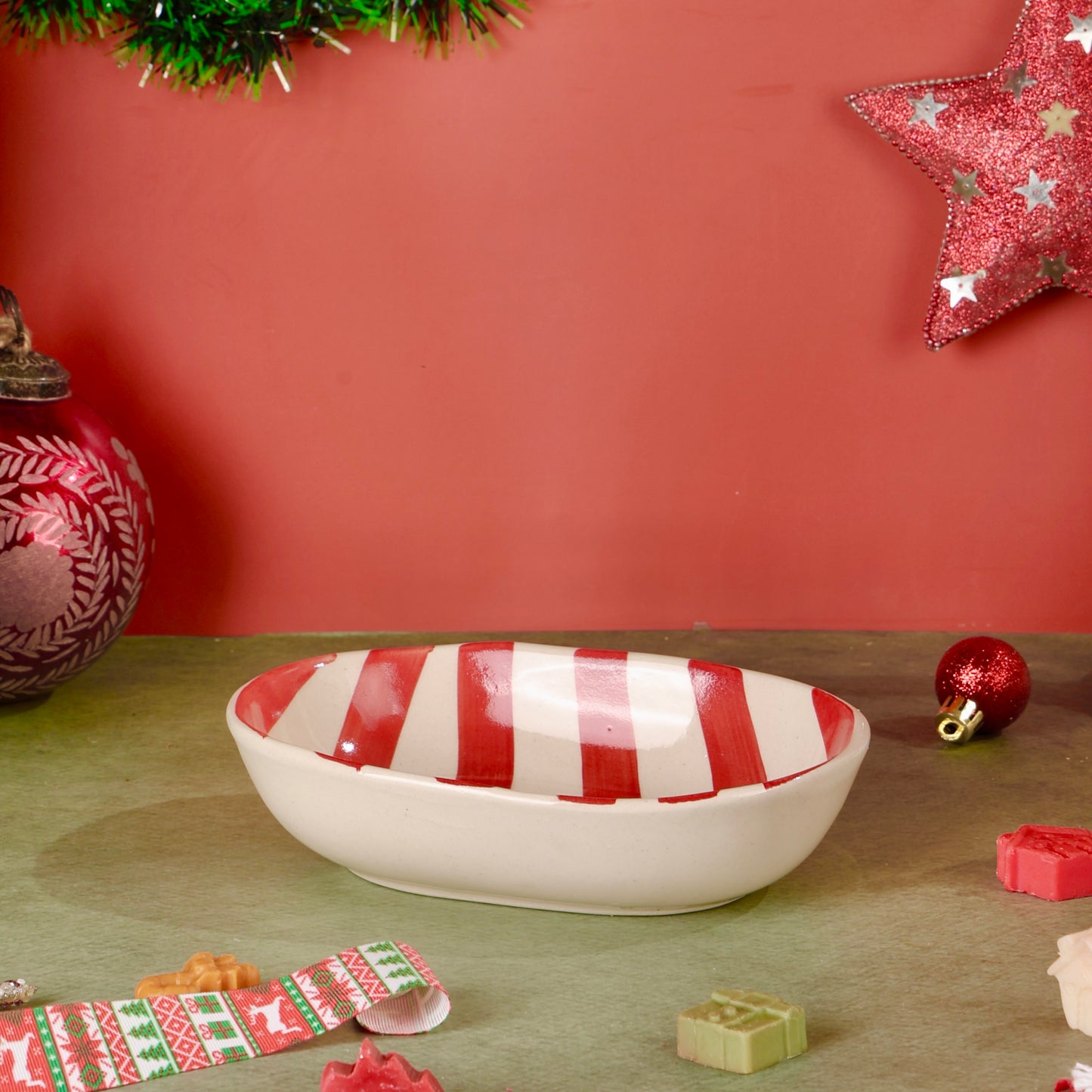 Candy Cane Stripes Shallow Bowl
