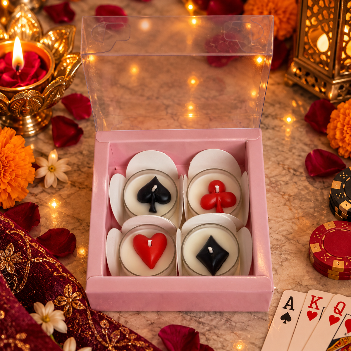 Rose Scented Taash soy wax tealight candles - Set of 4