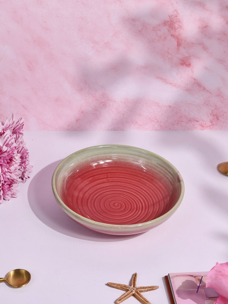 Red Spiral Shallow Bowl