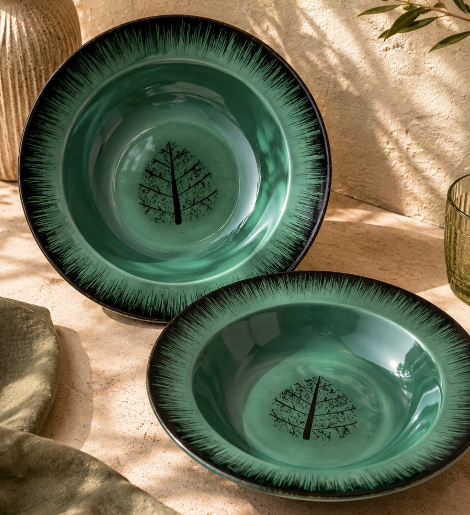 Handcrafted Rustic Fern Pasta Plate Large