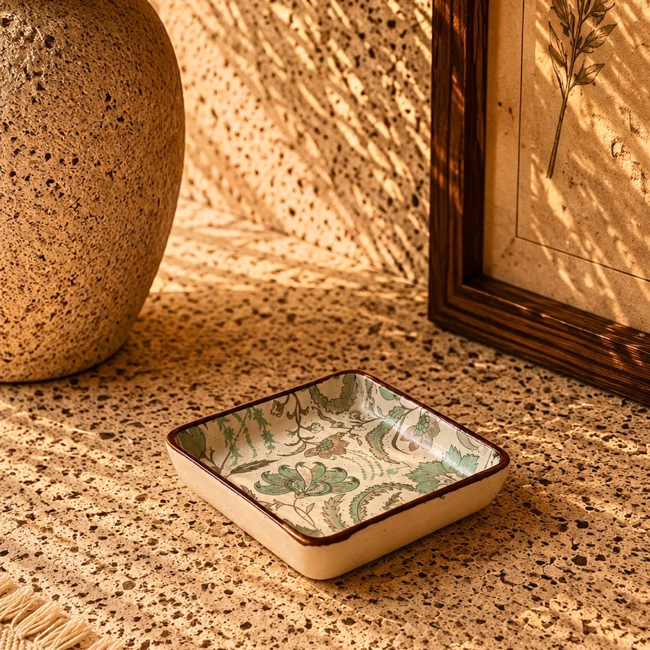 Phool Bagh Small Square Dessert Plates - Pack of two