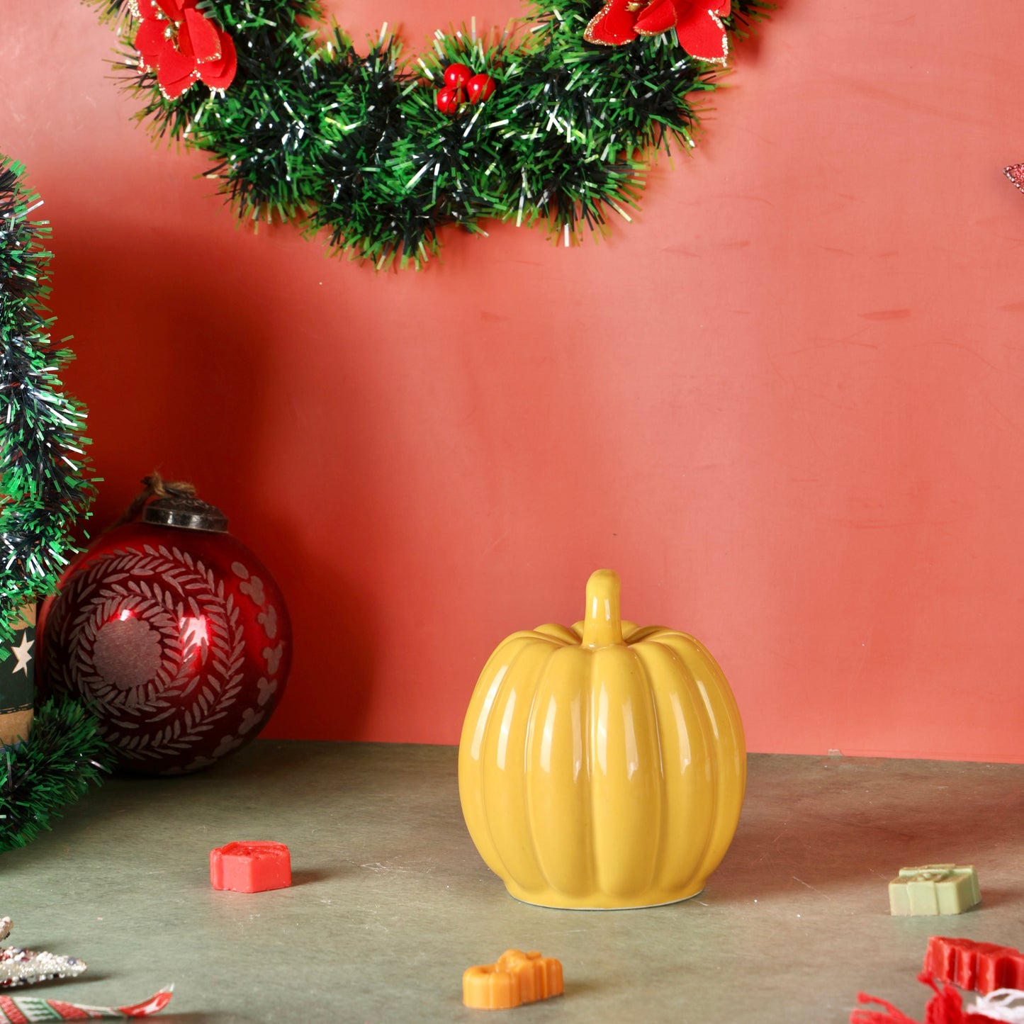 Yellow Pumpkin Ceramic Decor