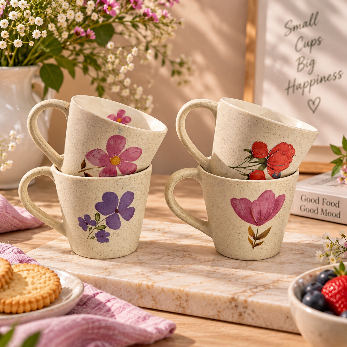 Garden Whispers Cups - Pack of 4