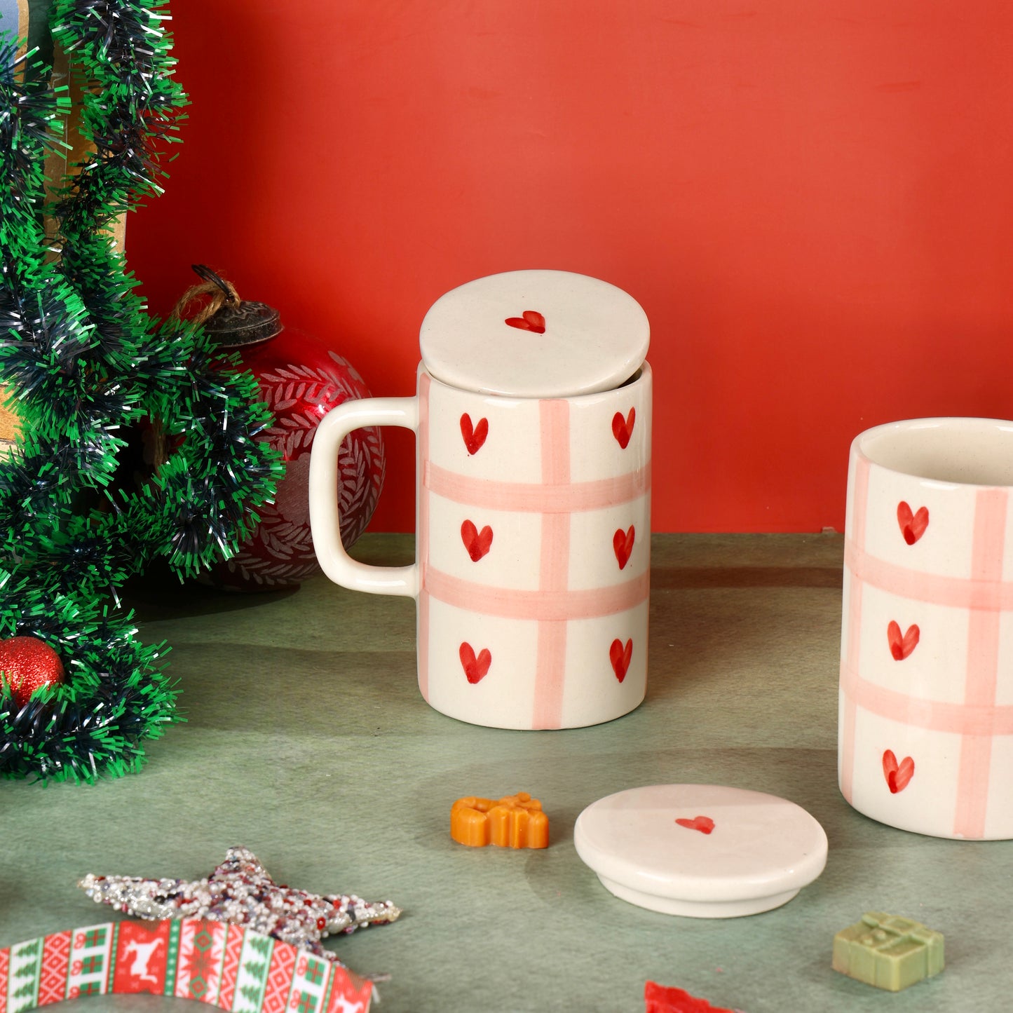 Beating Heart Mug with Lid - Pack of two