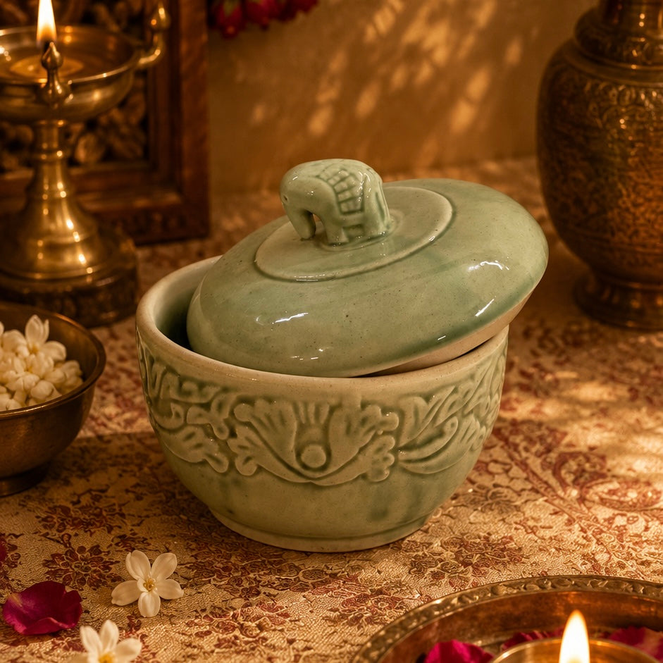 Green Elephant Jar