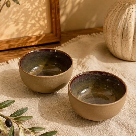 Karuna Studio Pottery Terracotta Portion or Dessert Bowl - Set of 2