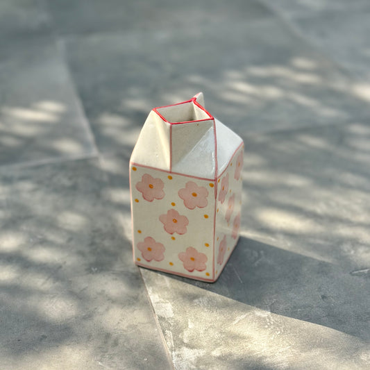 Peach Blossom Milk Carton or Vase