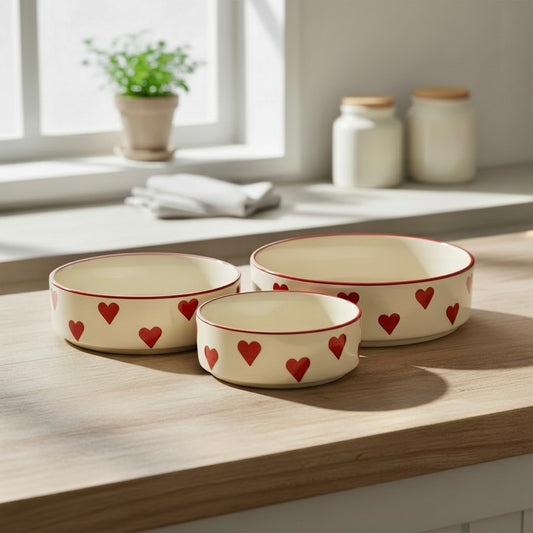 Eternal Heart 3 Piece Nesting Flat Bowl Set