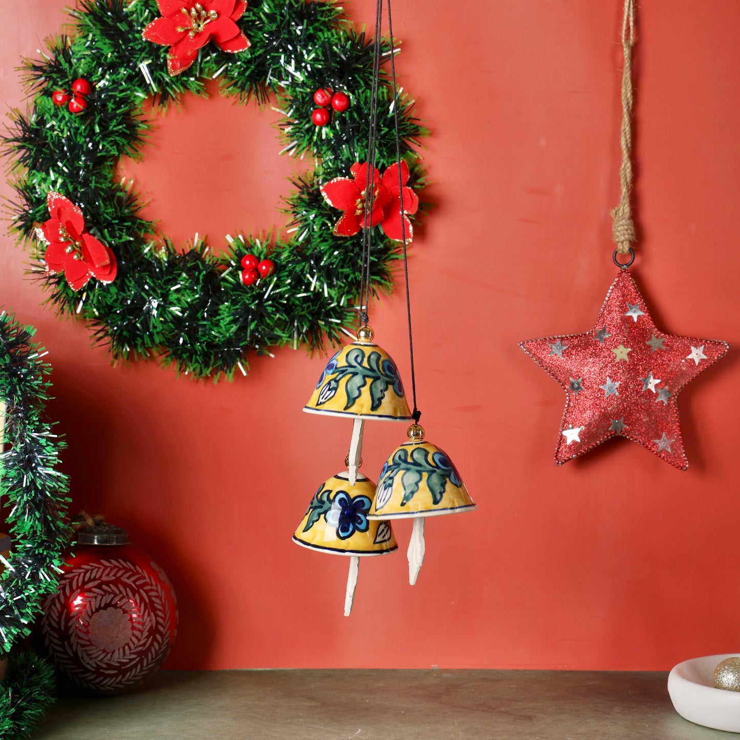 Christmas Tree Hanging Bell Ornament - Set of 2