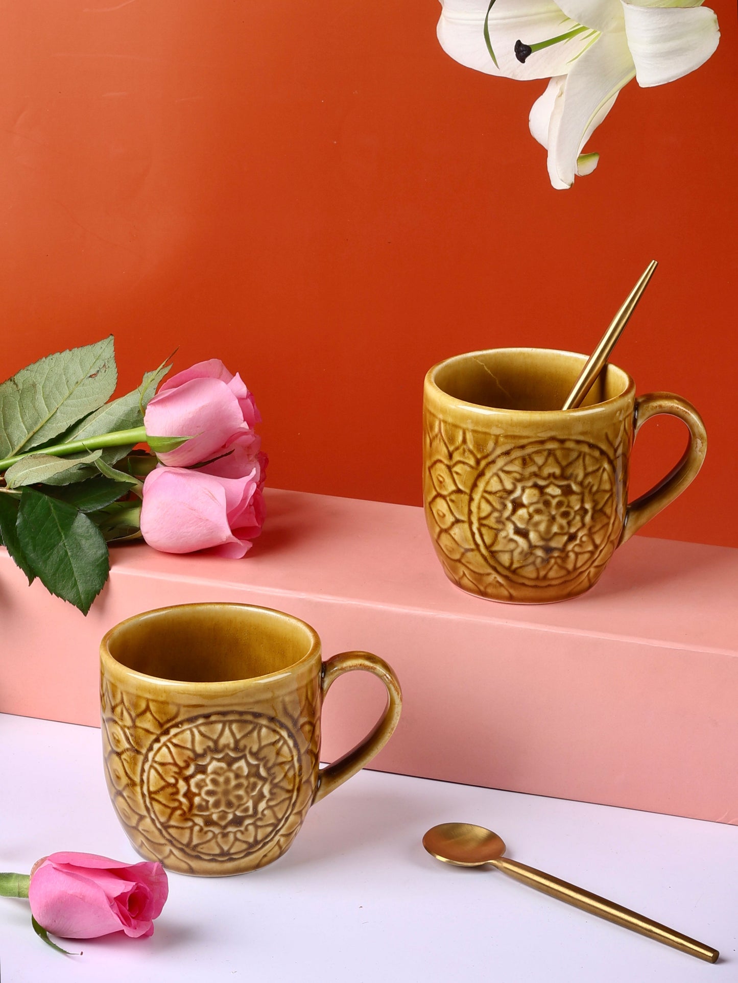 Spring Embossed Mugs - Beautiful Spring Colours