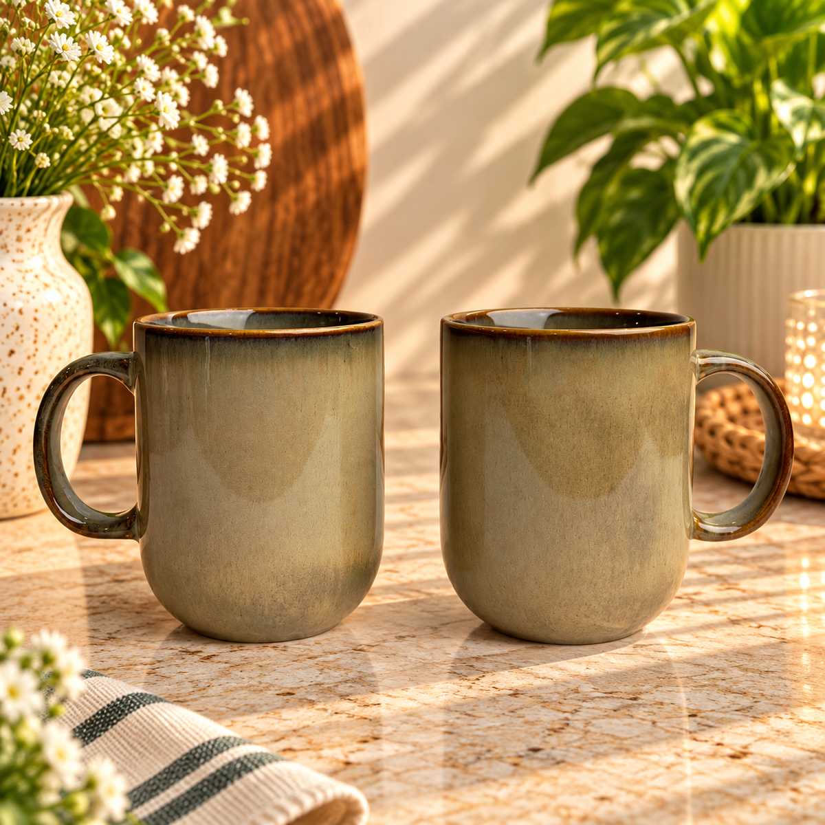 Frosted Porcelain Mugs - Set of 2