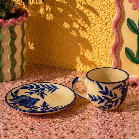 Vintage Blue  Floral Cup and Saucer