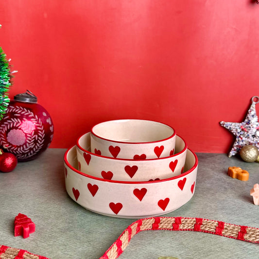 Eternal Heart 3 Piece Nesting Flat Bowl Set