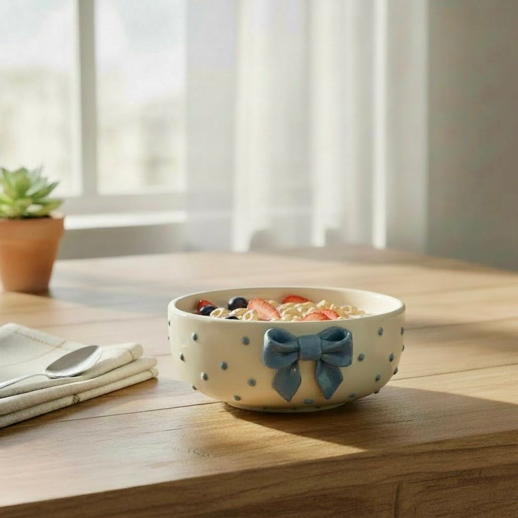 Blue Bow Polka All Purpose Bowl