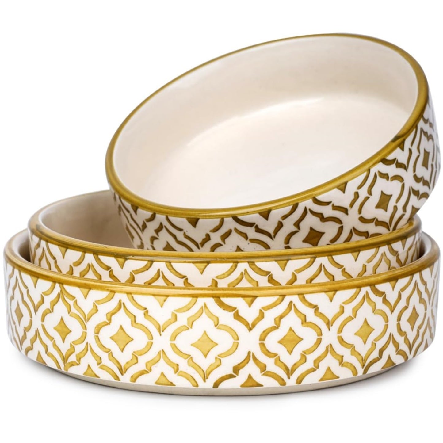 Yellow Lattice 3 Piece Nesting Flat Bowl Set