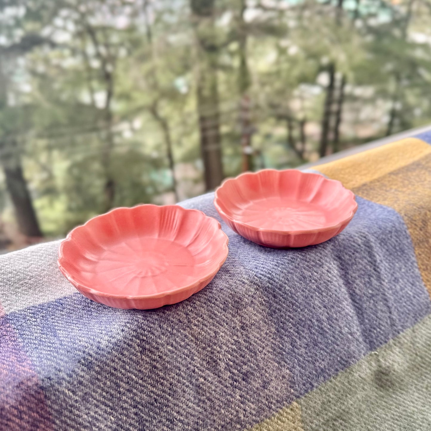 Matte Pink Scalloped Mini Tapas Bowls - Set of 2