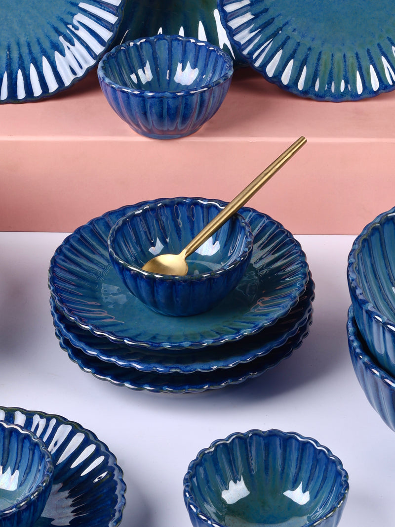 Blue Medusa Studio Pottery Dinner Set for 2 (Exclusive) - 7 pieces