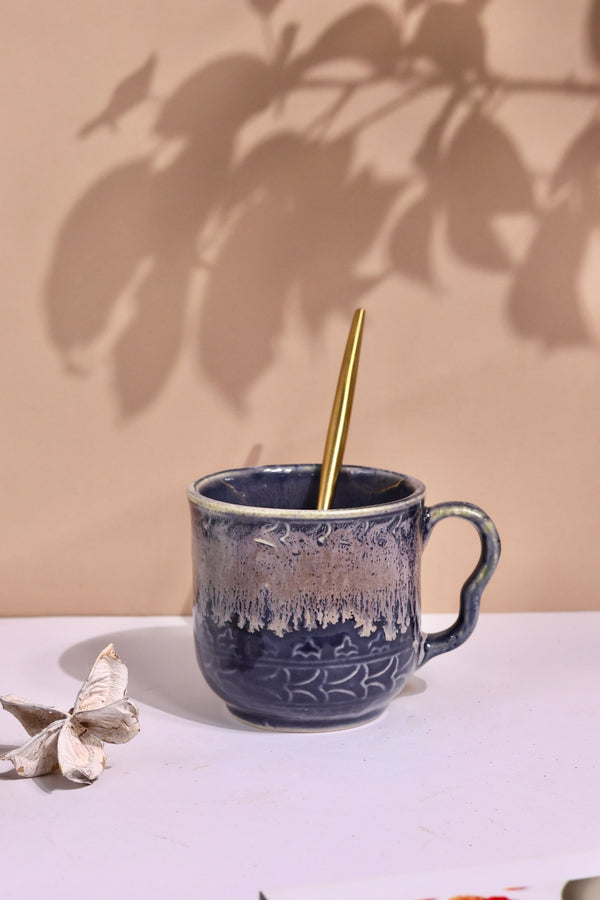 Trellis Blue Small Embossed Mug
