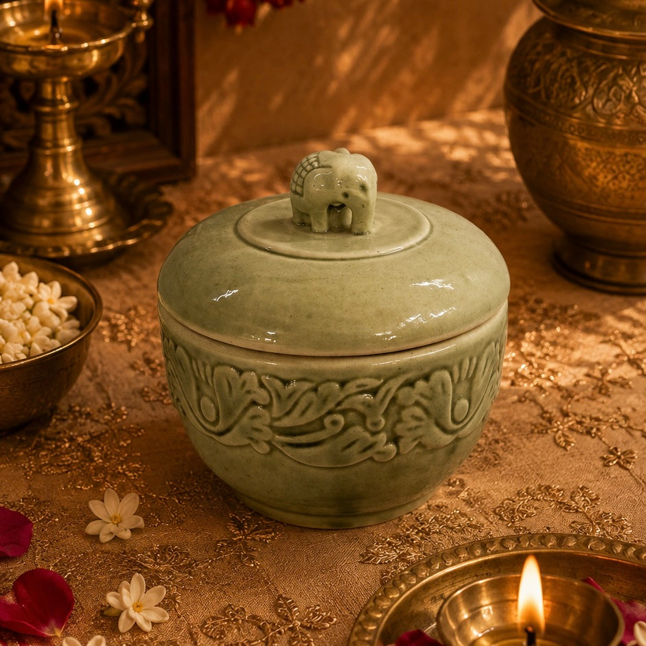 Green Elephant Jar
