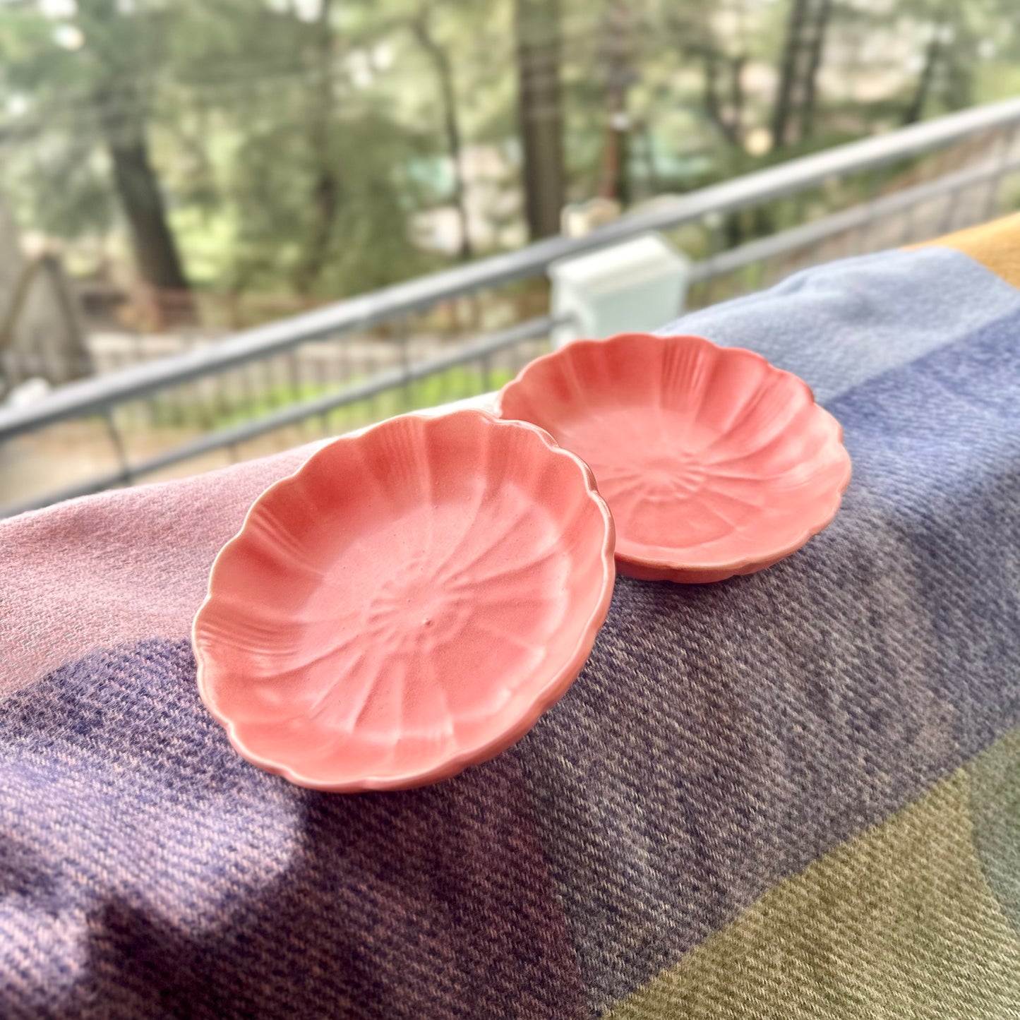 Matte Pink Scalloped Mini Tapas Bowls - Set of 2