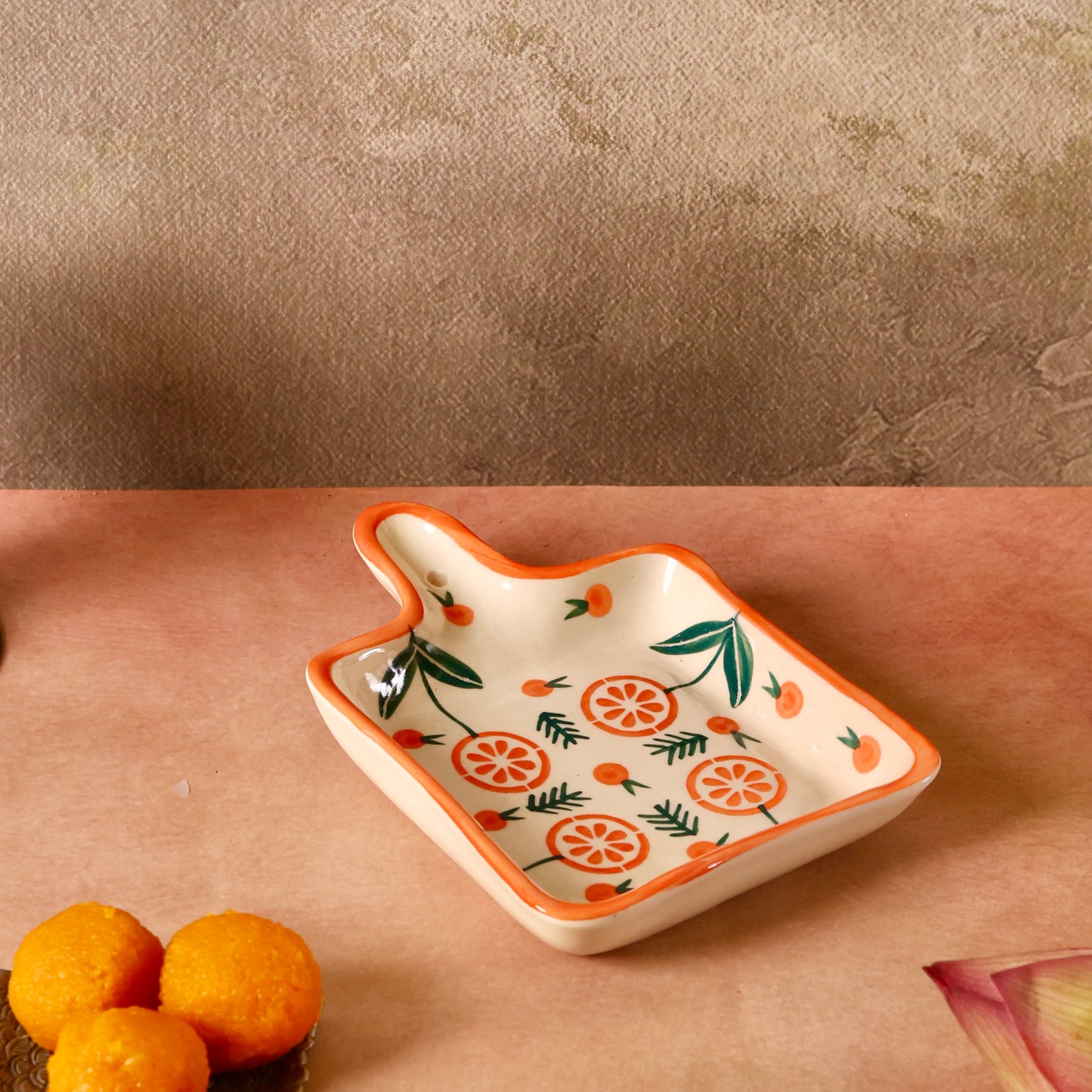 Orange Blossom Handpainted Handle Platter