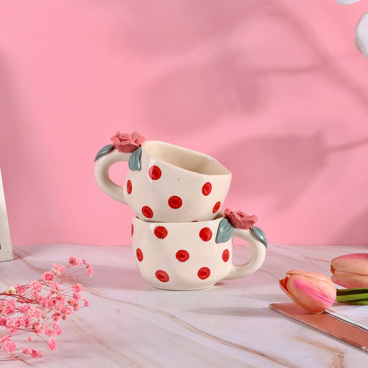 Pixie 4D Rose Polka Mugs - Set of 2