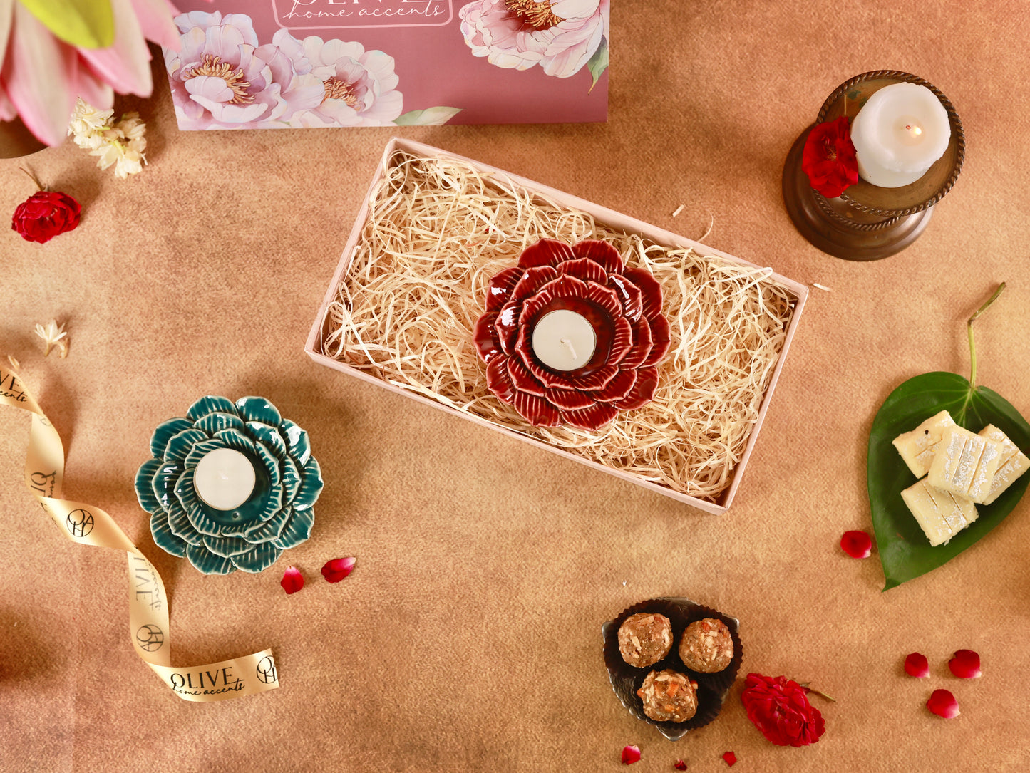 Incense stick or t-light flower holders Gift Hamper