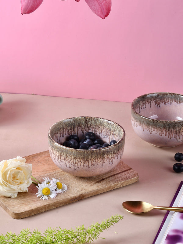 Pastel Pink Studio Pottery Snack Bowl - Set of 2