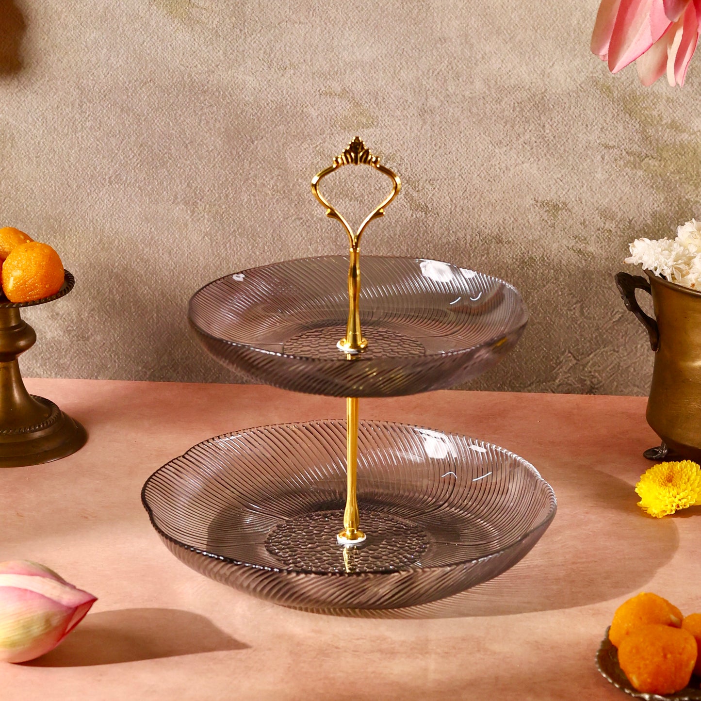 Irina Glass 3 tier Cake or Cupcake Stand or Fruit Platter