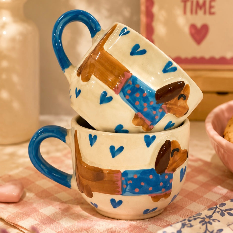 Doggo Sweater Heart Mugs - Set of 2