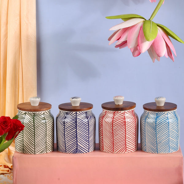 Chevron Handpainted Airtight Ceramic Jars