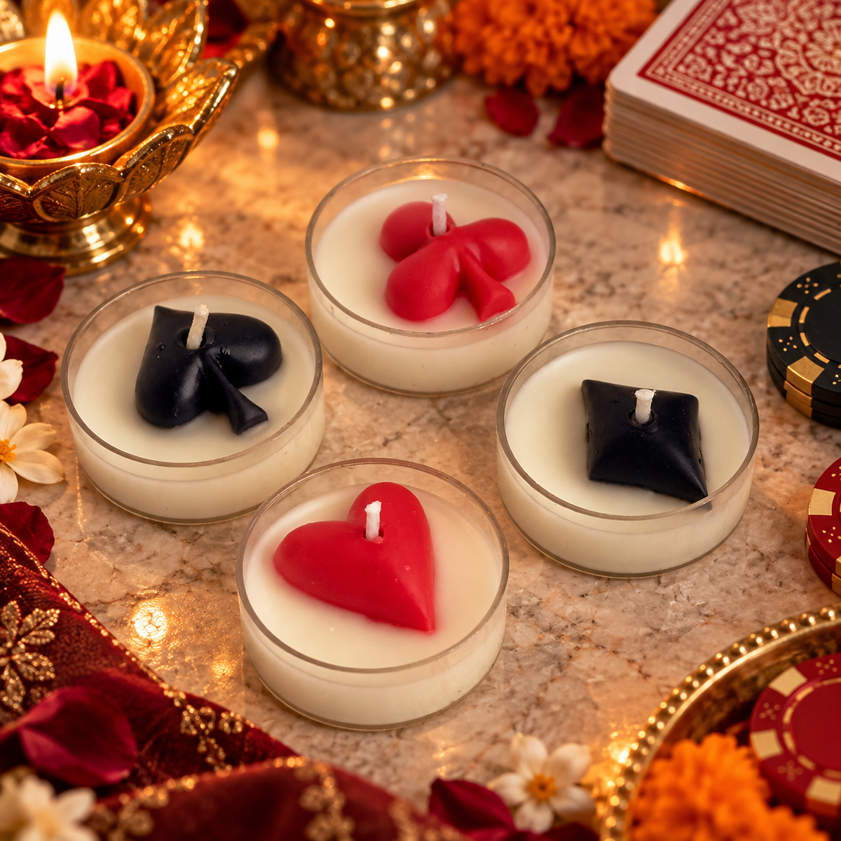 Rose Scented Taash soy wax tealight candles - Set of 4