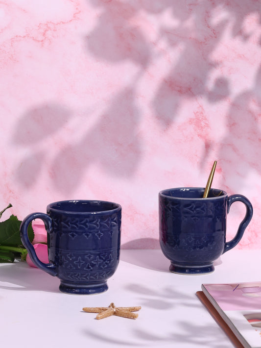 Blue Embossed Monsoon Mug