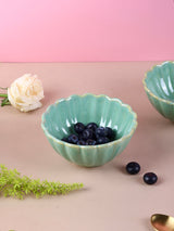 Scalloped Flower Bowls - Beige, Blue, Olive Grey, Green