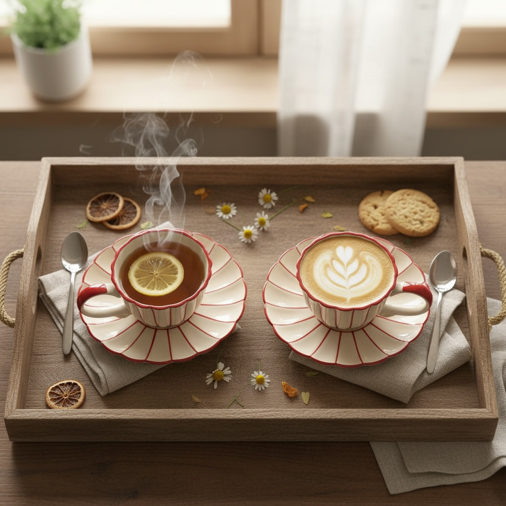 Vintage Red Stripe Cup and Saucer