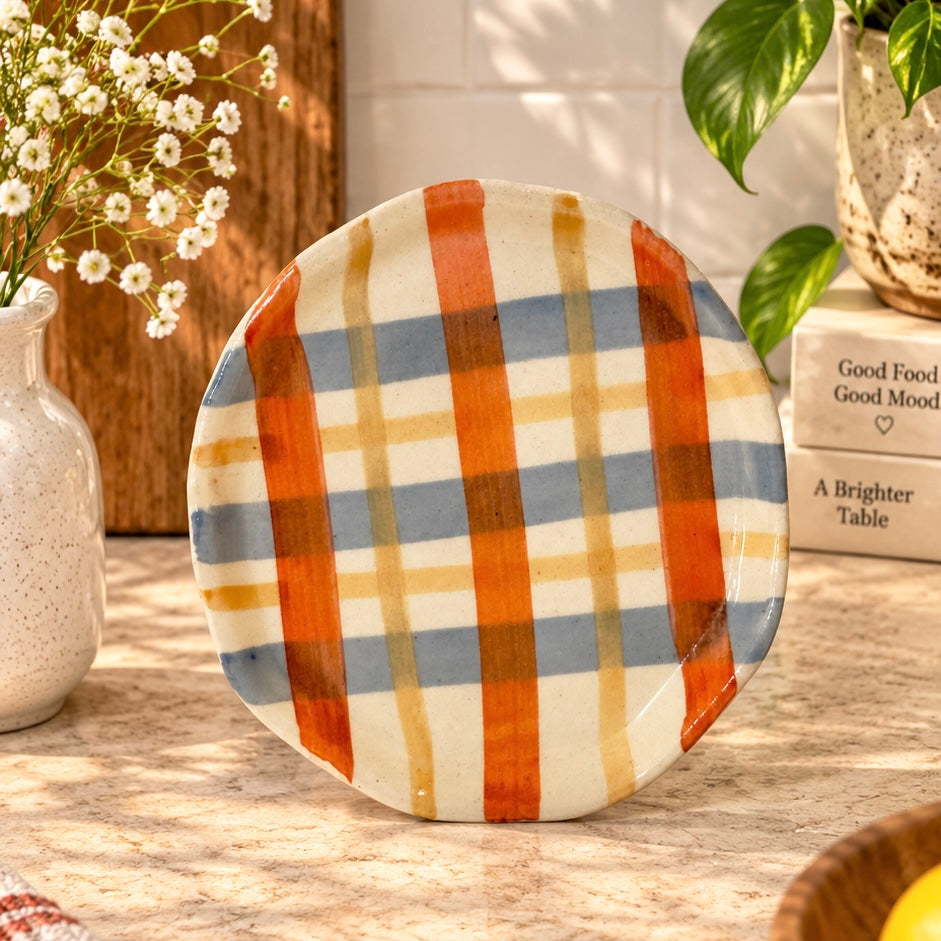 Vibrant Checks Snack Plate - Pack of one