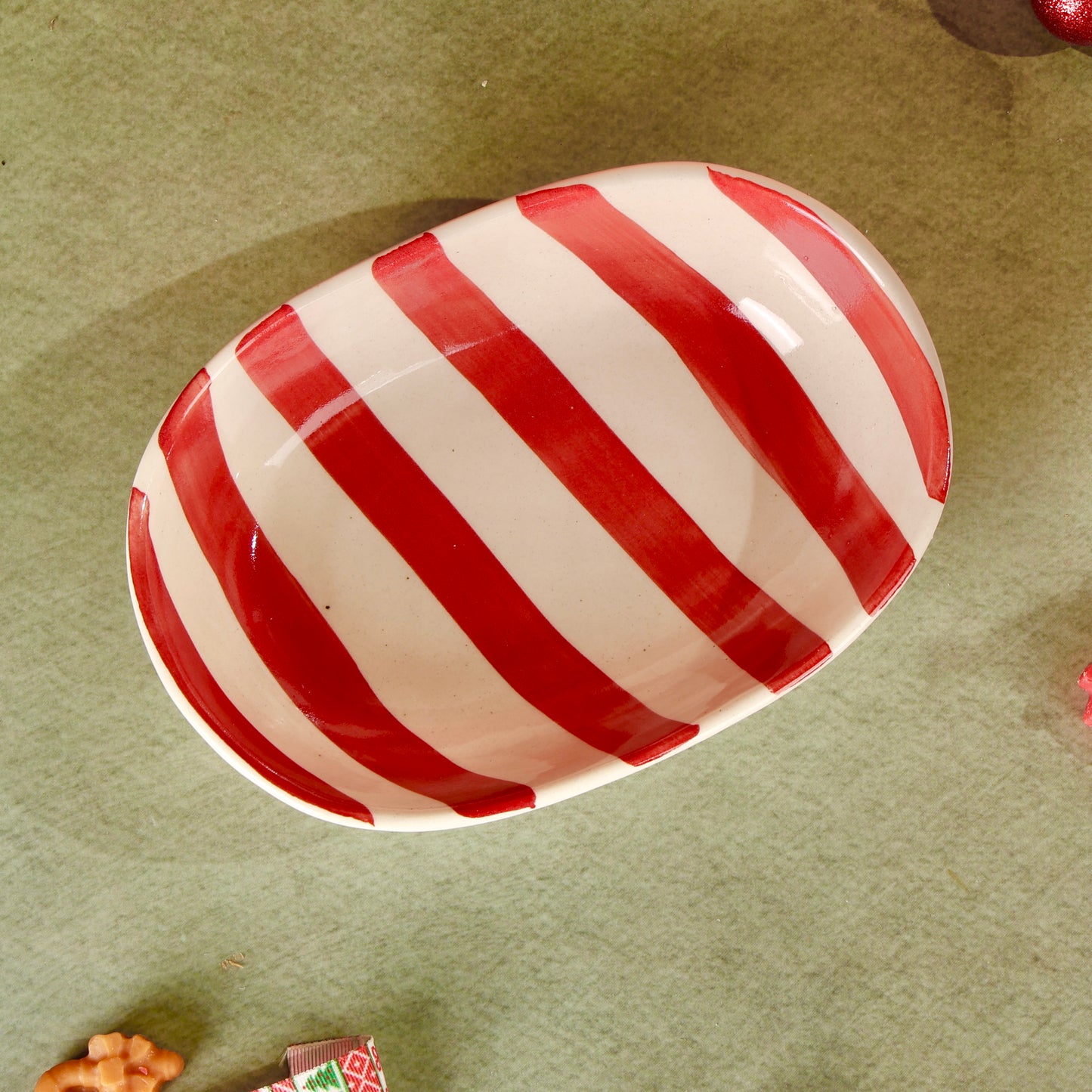 Candy Cane Stripes Shallow Bowl