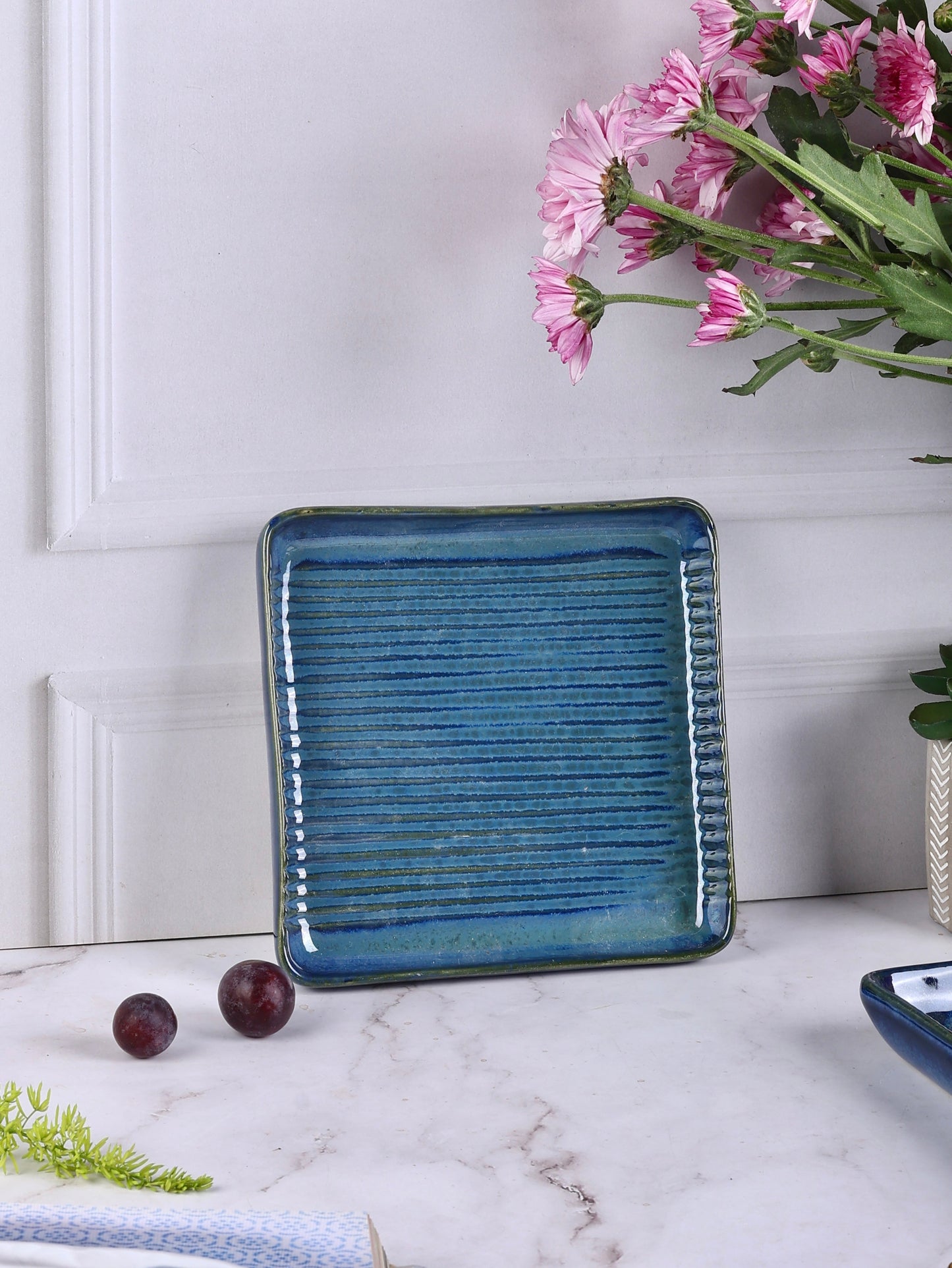 Blue Medusa Square Dessert Plates